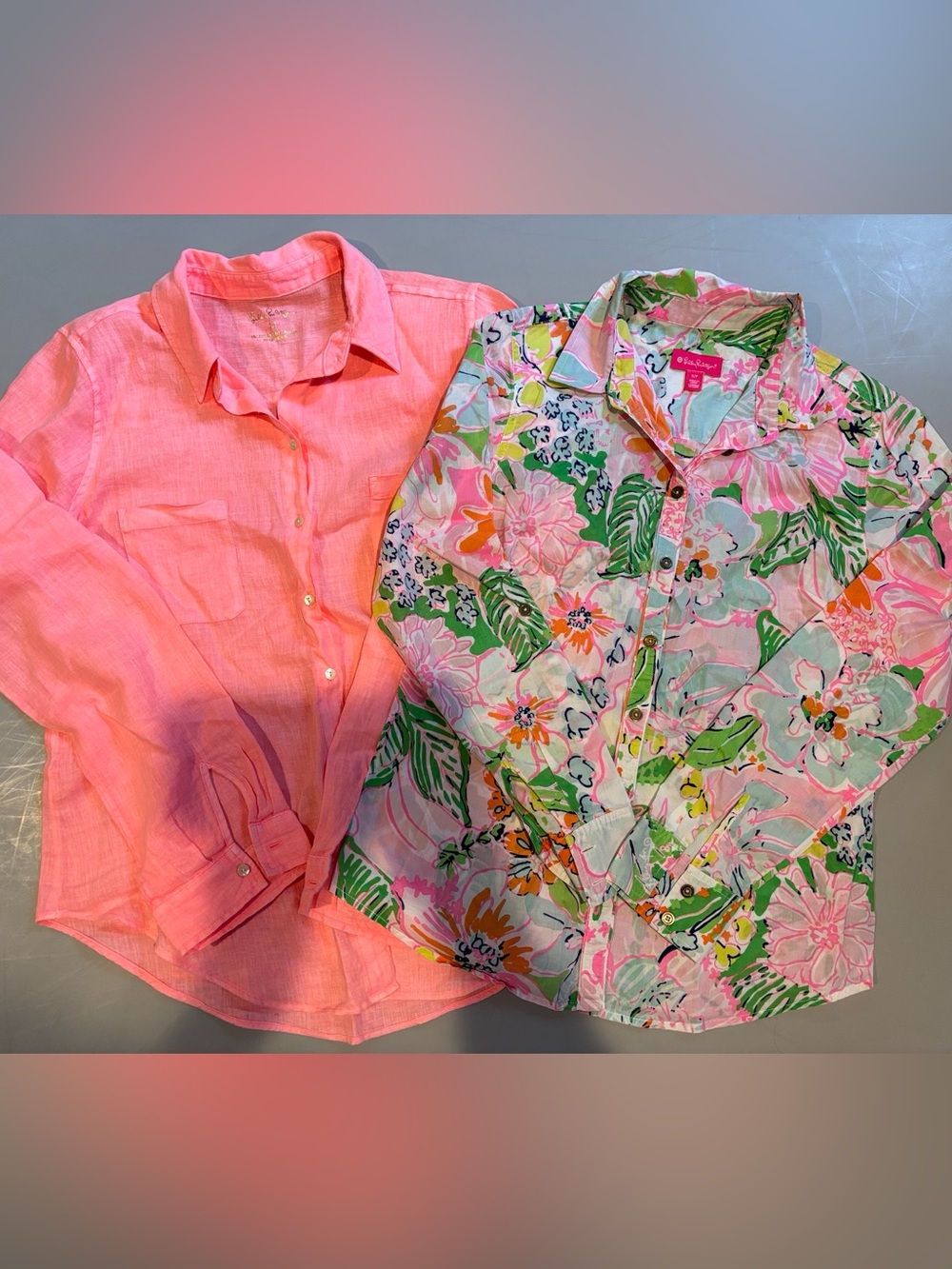 Lilly Pulitzer bundle of 2 Linen/Cotton Summer L/S Blouses